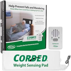 Smart Caregiver FallGuard Bed Exit Alert for Seniors Fall Prevention - Bed Alarm with 10"x30" Weight Sensing Bed Pad for Elderly - Automatically Alerts Caregiver When They Get Up