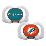 Baby Fanatic NFL Miami Dolphins 2-Pack Pacifiers, One Size, Team Color