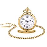 Zibuyu Pocket Watch For Men Antique Retro Style Alloy Classic Men Pocket Chain Analog Watch Special Birthday Gift For Husband, Frinds & Family Diameter (04.6 Cm) - Golden