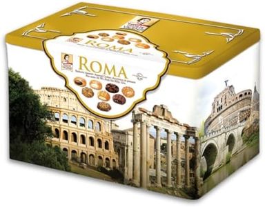 Matilde Vicenzi Roma Cookie Tin - Italian Pastries & Bakery Cookies in Individually Wrapped Trays - Bakery Dessert Gifts - Puff Pastry, Assorted Cookies in Italian Design Gift Tin 32oz (907g)