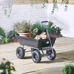 VonHaus Garden Dump Cart – 75L Tipping Wheelbarrow Wagon, 250kg Load