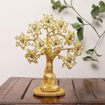 INTERNATIONAL GIFT Lord Buddha Statue on Cream Evil Eye Tree | Good Luck Charm and Protection for Office and Home, Ideal for Vastu and Feng Shui