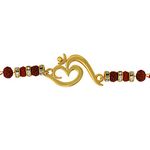 Mahi Brown & White Gold Plated Rakshabandhan OM Rakhi with Rudraksh for Brother/Bhaiya (BR1100546G)