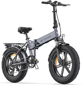 ENGWE EP-2 PRO Folding Electric Bike for Adults, 20"×4.0" All Terrain Fat Tires Mountain Beach Electric Bicycles 7 Speed Gear E-Bike with Removable Lithium Battery 48V 13AH (GREY)