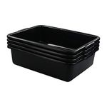 Zerdyne 13 L Plastic Commercial Bus Tubs, 4 Pack Rectangular Washing Up Bowl, Black