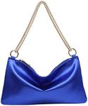 Verdusa Women's Satin Evening Handbag Shoulder Bag Purse Blue one-size