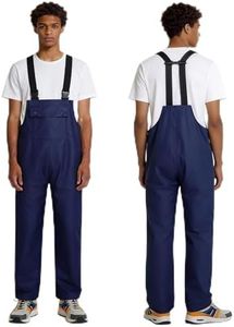 Bib Rain Pants for Men Women Waterproof Bib Overall Durable Rain Gear for Work Fishing Gardening(Navy,L)