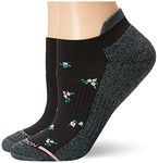 Dr. Motion Women's 2PK Compression Low Cut Socks, black ditsy Floral, ONE SIZE