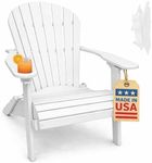 Bright White-Poly Lumber Folding Adirondack Chair with Rolled Seating Heavy Duty Everlasting Lifetime PolyTuf HDPE - Made in USA - Amish Crafted