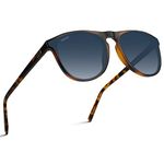 WearMe Pro WMP Eyewear - Large Modern One Bridge Round Sunglasses, Tortoise Frame / Gradient Blue Lens, One Size