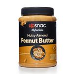 Upsnac Nutty Almond Peanut Butter Crunchy 900g | High Protein | Roasted Almonds | Tasty & Healthy Nut Butter Spread | Vegan | No Refined Sugar | Zero Trans Fat | Cholesterol Free & Gluten Free