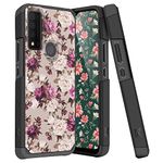 TJS Compatible with TCL 30 XE 5G Case Inch, Dual Layer Hybrid Shockproof Drop Protection Impact Cover Phone Case (Bouquet)