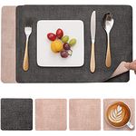 Myir JUN Placemats and Coasters Set of 4, Place Mats Dual Sided Faux Leather Table Mats PU Indoor Outdoor Heat Resistant Placemat Square Non Slip Wipeable Washable Dining Restaurant