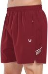 NORTHYARD Men's Athletic Running Shorts 5" Quick Dry Lightweight with Zip Pockets Gym Workout Active Wine S