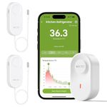 MOCREO WiFi Thermometer Freezer Alarm, Email Alert, App Notification, Data Record Export, No Subscription Fee, Remote Wireless Temperature Sensor for Refrigerator, Freezer, Hot Tub (2 Pack) …