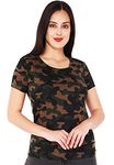 Veirdo Women's Printed Regular Fit T-Shirt (TSH_99CAMO_GL_M_Camo