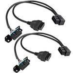 iKKEGOL Pack of 2 Right Angle Universal OBD2 OBD II 16 Pin Splitter Y Open Cable, J1962 1 Male to 2 Female Connector with Underdash Mount Bracket 50cm/20