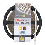 Armacost Lighting 152230 Dimmable 250 Lumens ft Tape Light 4000K Ribbonflex Pro with 60 LEDs Per Meter Density, 16.4', Bright White, 20 Piece