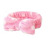 FOK Makeup Facial Yoga Purpose Elastic Velvet Strip Headband for Women, Pack of 1 - White Baby Pink