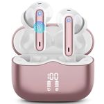 Wireless Earbuds, Bluetooth 5.3 Headphones Wireless Earphones, 2024 In Ear buds Wireless Earbuds, 4 ENC Noise Cancelling Mic Wireless Headphones, IP7 Waterproof, 40H Playtime, Mini Ultra Light, Rose