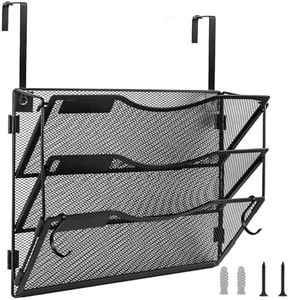 BOHDK Wall Organizer 3 Pockets, Wall File Organizer, Detachable Mesh Hanging File Folders Holder with Label Panel | 2 Hooks | Wall Mount & Door Hanging for Home Office