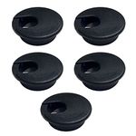 GIAPINST 5Pcs Desk Grommet 1-3/8 Inch (35 mm) Plastic Wire Organizers Black Hole Grommet for Office Desk Cable Cord Cover (Black)