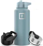 IRON °FLASK Camping & Hiking Hydration Flask, Wide Mouth, 3 Straw Lids, Stainless Steel Outdoor Water Bottle, Double Walled, Insulated Thermos, Metal Canteen - Elemental Gray, 32 Oz