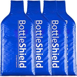 4 Pack Reusable Wine Protector Travel Bag by Bottle Shield - Bubble Cushioning Wrap Suit | Unbreakable Bottle Sleeve, Leak Proof - Wine Tote Bags Accessory for Suitcase Luggage