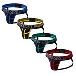 JOCKMAIL 4PCS/PACK Mens Jock Straps Underwear Mens Briefs Pack Mesh Men's Jock Strap Pack (M, Red+Blue+Green+Yellow)