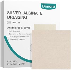 Dimora Upgrade Silver Calcium Alginate Wound Dressing -Antibacterial Non Stick Gauze, Highly Absorbent Sterile Bandage Pads,4'' x 4'' Patches 5 Packs