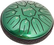 LeSage Steel Tongue Drum for Adults 6 inch 11 note Meditation Handpan Drum Relaxation Sound Healing Therapy Metal Drum Instrument With Song Booklet Green