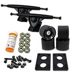 YOCAHER 071-Solid Black Wheel-Black Trucks Longboard Skateboard Trucks Combo Set with 70mm Wheels Plus 9.675-Inch Polished/Black Package