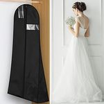 MuChoney Garment Bag Wedding Dress Cover Protective Cover for Bridal Gowns Evening Dresses Suits Coats Breathable Anti-Dust Wedding Dress Garment Bag (72'' x 27.6'', Black)