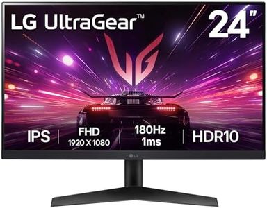 LG UltraGear Gaming Monitor 24GS60F, 24 Inch, 1080p, 180Hz, 1ms Response Time, IPS Display, HDR 10, NVIDIA G-Sync compatible & AMD FreeSync , Smart Energy Saving, Displayport, HDMI