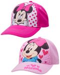 Disney Little Girls Assorted Character Cotton Baseball Cap, 2 Piece Design Set, Age 2-7