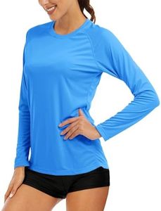 MAGCOMSEN Women's Quick Dry Running Shirts - Sun Protection Rashguard Long Sleeves Summer Tops Azure