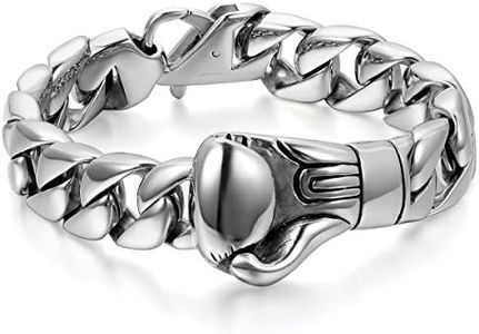 Flongo Bracciale in Acciaio Inossidabile Placcato, Forte Pesante de guantoni da Boxe, Motociclista Braccialetto Punk Rock Bracciale Uomo, Attraente Lucido
