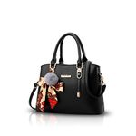 Nicole&Doris Women Handbag Crossbody Working Totes Satchel Soft PU Leather Shoulder Bag for Women Ornament Bowknot Black