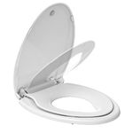 Homfan Toilet Seat, Elongated Toilet Seat with Toddler Seat Built in, Potty Training Toilet Seat Elongated Fits Both Adult and Child, with Slow Close and Magnets- Elongated