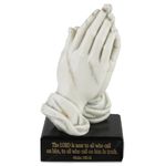 ShineOnAngel Praying Hands Statue Religious Sculpture for Prayer Table Marble Color Finish Rosary Included Home Decor Gift Called to Pray, Psalm 145:18