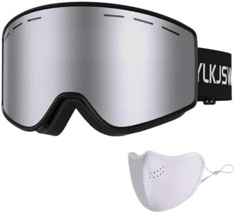 YLKJSWIM Ski Goggles for Men Women, Double-Layered Lenses Anti-Fog & Scratch Snow Goggles 100% UV Protection Snowboard Goggles for Adult & Youth, Snowmobile, Skydiving, Dog Sledding (Black&Sliver)