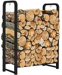 Artibear Firewood Rack Stand 2ft Heavy Duty Logs Holder for Outdoor Indoor Fireplace Metal Wood Pile Storage Stacker Organizer, Matte Black