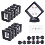 Eco-Fused 3D Transparent Floating Frame - Set of 10 - Suspension Display Case for Collectibles, Memorabilia, Decorations - Holders for Coins, Jewellery, Medals, Gemstones (Black)