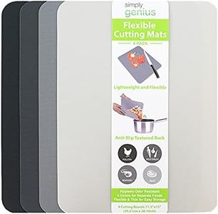Simply Genius Plastic Cutting Boards for Kitchen - Color Coded Chopping Board Set - Flexible Cutting Mats for Meat & Vegetables - Dishwasher Safe, Non-Slip, BPA Free (4-Pack Gray, Large 11.5"x 15")
