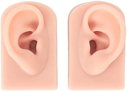 Silicone Ear Model, Left and Right Soft Flexible Model Fake Ear Piercing Practice, Human Ear Model, Realistic Silicone Ear for Jewelry Display, Acupuncture, Teaching (Light Skin