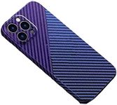 Personality Handsome Light Thin Carbon Fiber Pattern PC Phone case for iPhone 14 13 12 11 X XS XR Pro Max Plus Unique Comfortable Cool Shockproof Back Cover(Purple,14 Pro max)