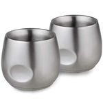 Small Stainless Steel Espresso Cups 2pcs Set, KITCHENEXUS 4oz Double Wall Insulated Unbreakable Stemless Tumbler Small Cup for Outdoor Events Picnics Party (Large 6 oz)