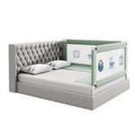 KIDS STATION Bed Rail Guard for Kid Safety (L- 6'6" or 200cm + L- 5' or 150cm), H-2'6" or 80cm, Adjustable Height, Foldable Safeguard for Baby Proofing Queen Size Bed (6'6" x 5'0", 2 Side, Green)