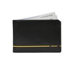 MOKOBARA Stash Travel Bifold Wallet Gift for Men | Monostriped | Genuine Leather | RFID Protected | Fits Boarding Pass | Fits International Currency | SIM and Ejector Pin Slot | Money Moves (Black)