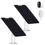 Upgrade 2 Pack 5W Solar Panel Charging Compatible with Arlo Pro 3/Pro 4/Pro 5S/Ultra/Ultra 2/Go 2 Continuous Power Supply IP65 Weatherproof with 9.8ft Charging Cable and Adjustable Wall Mount